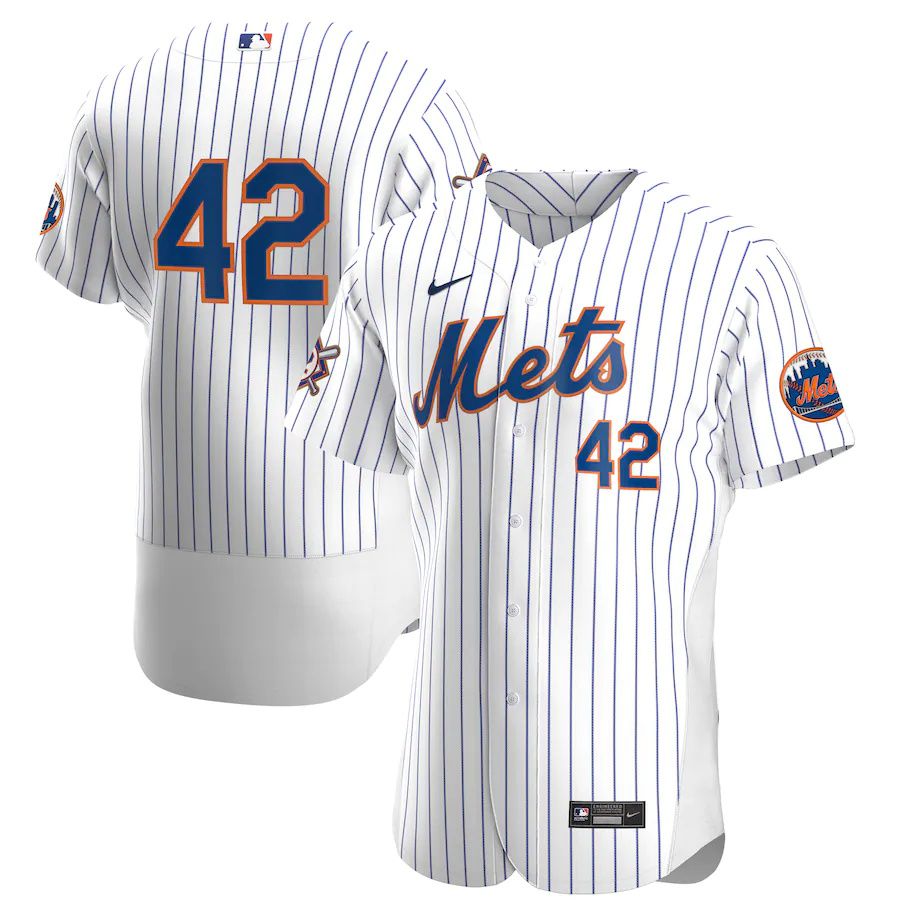Mens New York Mets #42 Nike White Home Jackie Robinson Day Authentic MLB Jerseys->new york mets->MLB Jersey